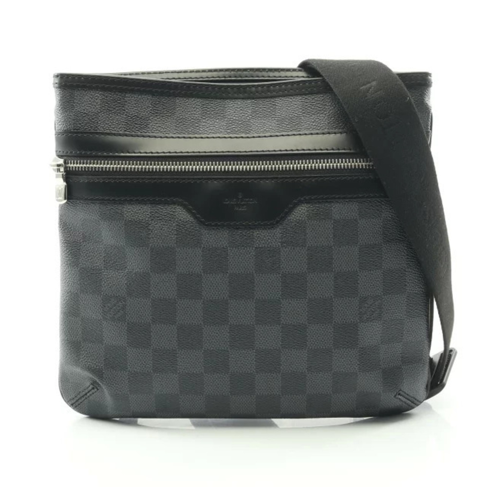 Louis Vuitton Thomas Shoulder Bag Canvas Leather Damier Graphite Black